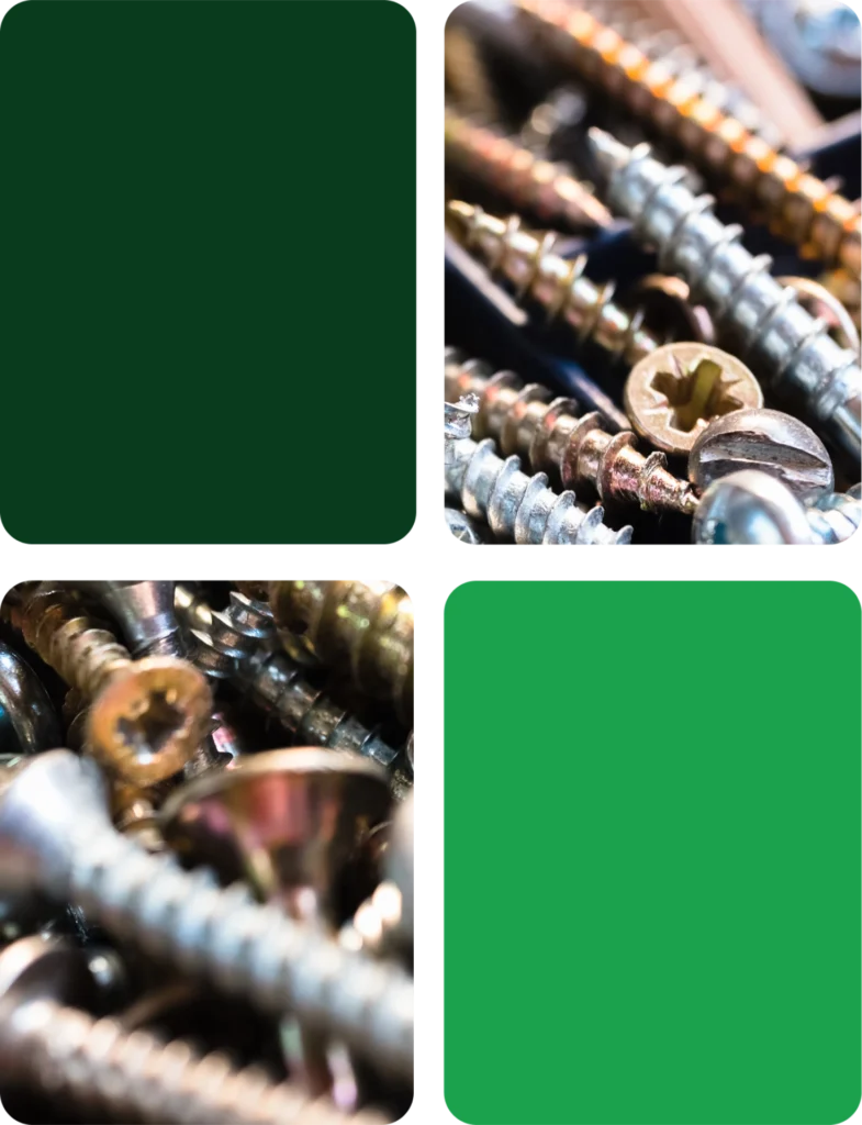 Close-up of metal fasteners and hardware supplies